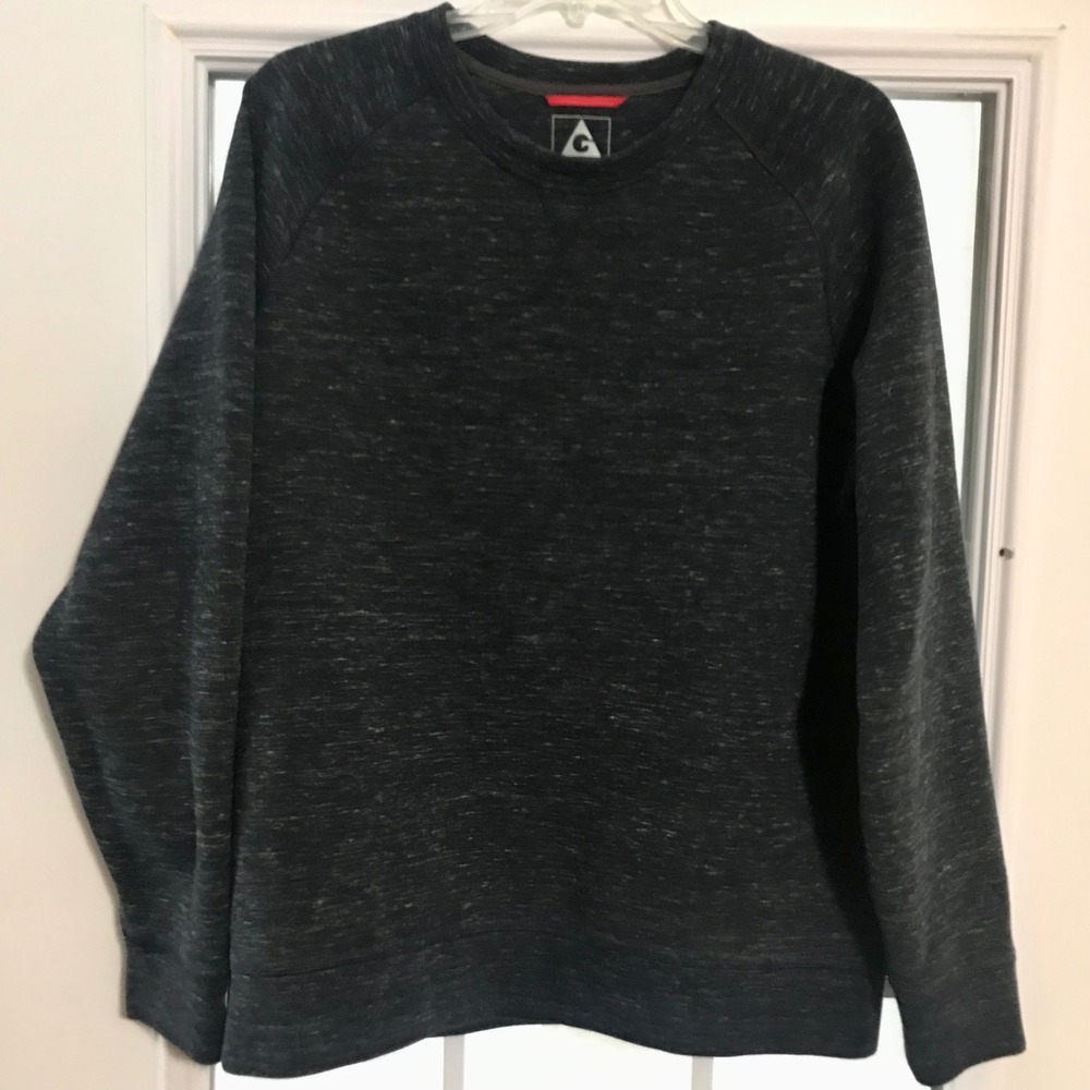 Gerry Men Charcoal Heather Raglan Sleeve Crewneck Pullover Sweatshirt‎ M